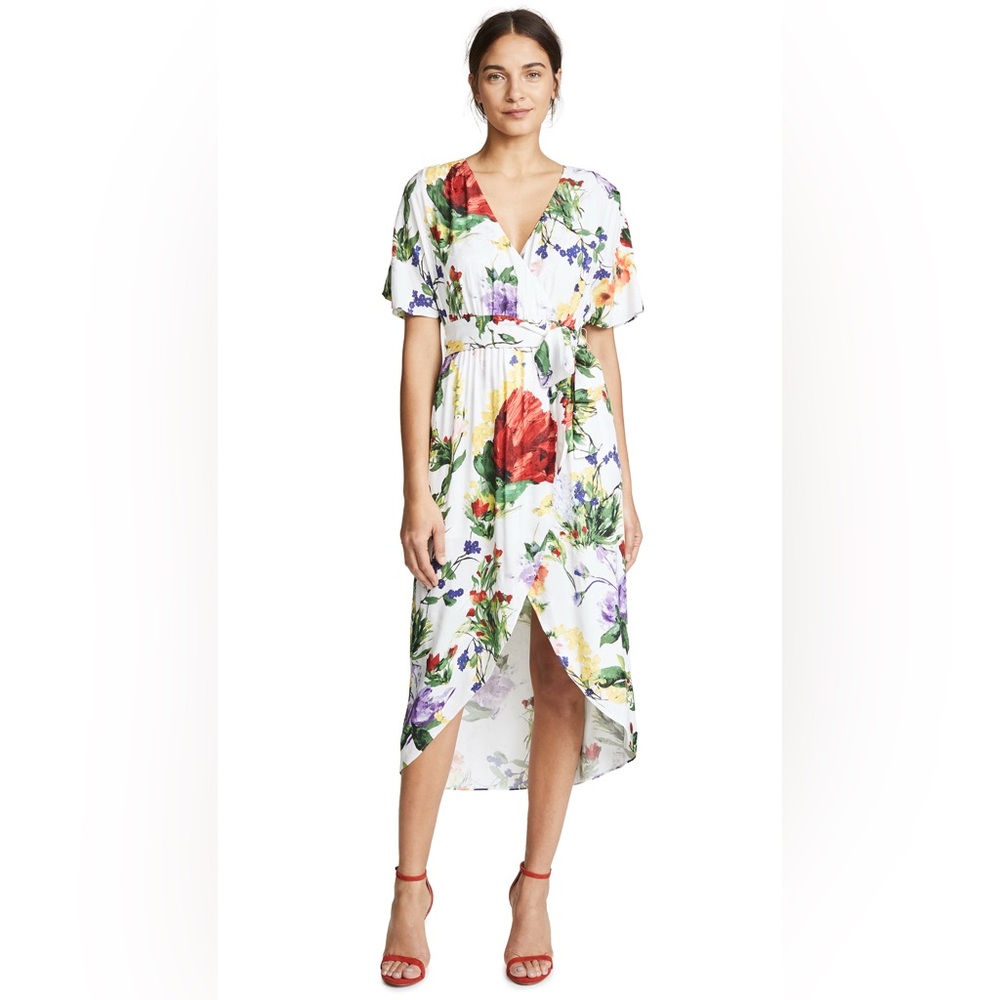 Alice + Olivia “Clarine” Wildflower Floral Wrap Midi Dress 6